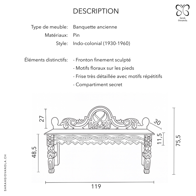 Banquette indo-coloniale
